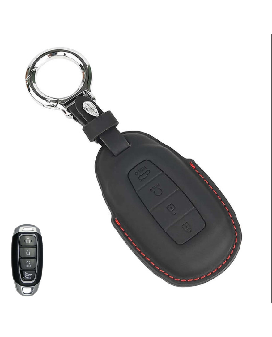 KeyCare PU 3D Hyundai Pure Vegan Leather Series Key Cover With Key Chain 60